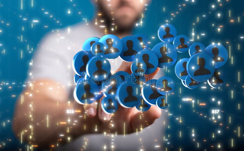 3D-Darstellung des globalen Netzwerks in der Hand der Mitarbeiter vektor abbildung
