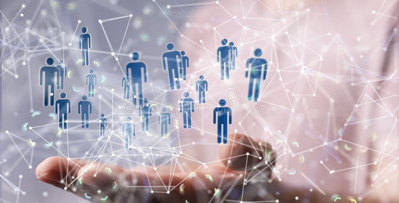 3D-Darstellung des globalen Netzwerks in der Hand der Mitarbeiter vektor abbildung