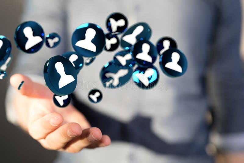 3D-Darstellung des globalen Netzwerks in der Hand der Mitarbeiter stock abbildung
