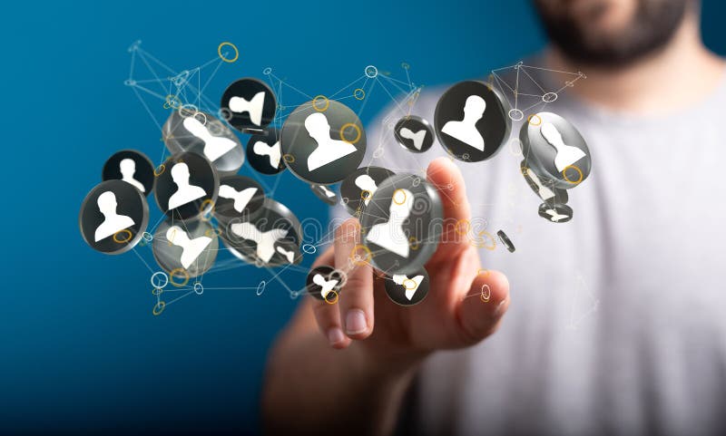 3D-Darstellung des globalen Netzwerks in der Hand der Mitarbeiter stock abbildung