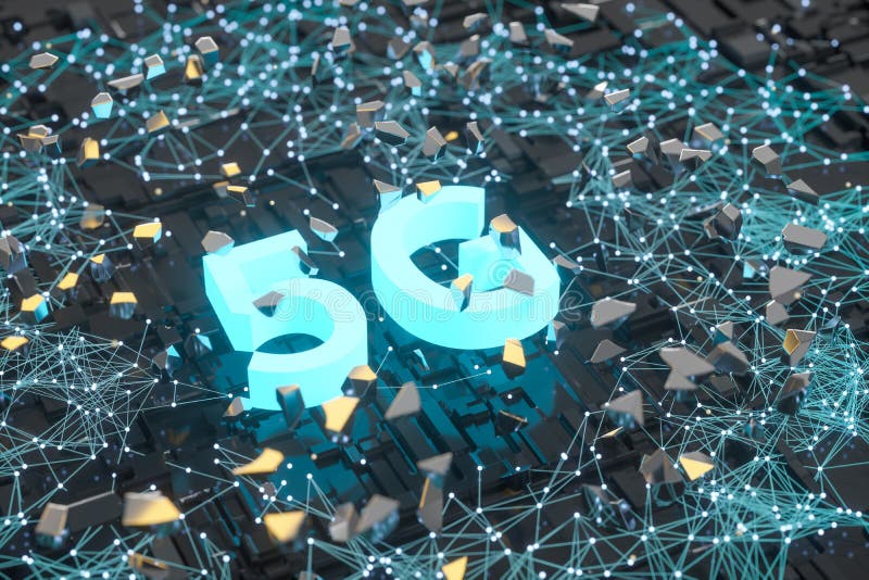 3d-Darstellung, 5 g Schriftart und Hintergrund stock abbildung
