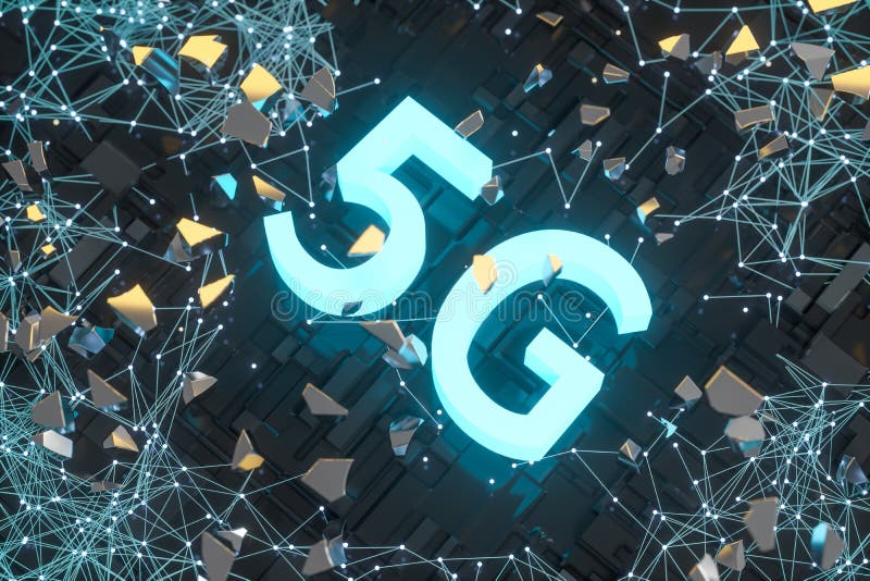 3d-Darstellung, 5 g Schriftart und Hintergrund stock abbildung