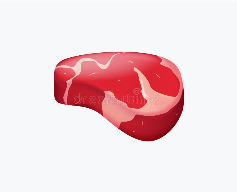 3D-Darstellung von Renderingvektoren für frisches Fleisch. Butcher kaufen Rohkost. Frisches Schweinefleisch und Rindsteak. BBQ-Zei lizenzfreie abbildung