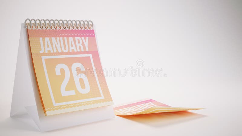 3D, das modischen Farbkalender auf weißem Hintergrund - 26. Januar überträgt vektor abbildung