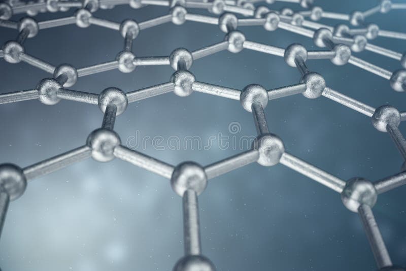 3D, das sechseckige geometrische Formnahaufnahme der abstrakten Nanotechnologie überträgt Graphenatomstrukturkonzept, Kohlenstoff vektor abbildung