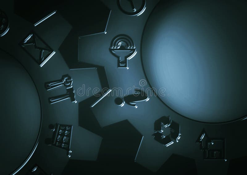 3d de angrenaje interblocate cu metal negru vector illustration