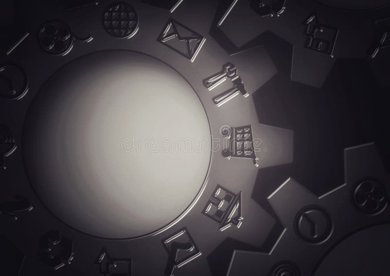 3d de angrenaje interblocate cu metal negru stock illustration