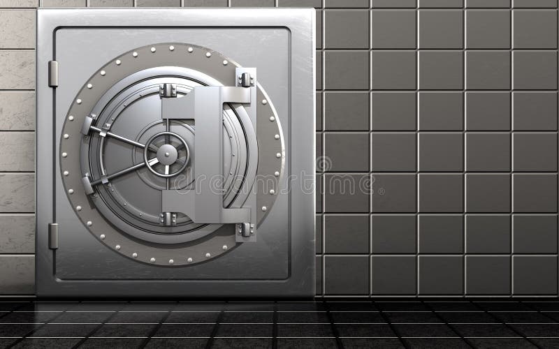 3d de deurbrandkast van de staalbank stock illustratie