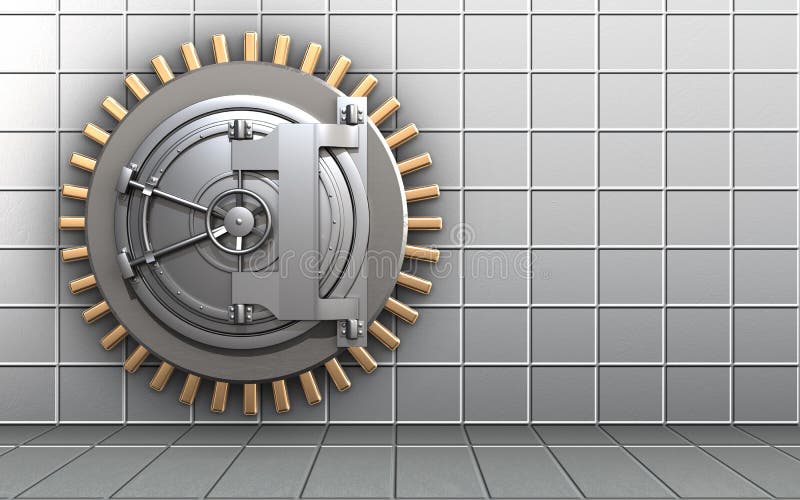 3d de deurspatie van de staalbank stock illustratie