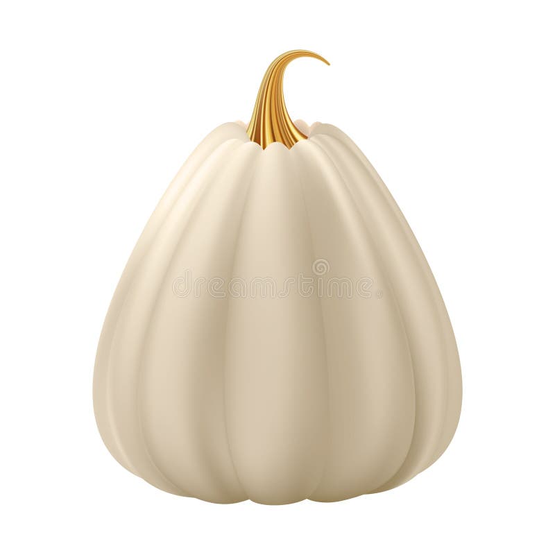 3d de dovleac realist. dovleac alb crem cu tijă aurie. royalty free illustration