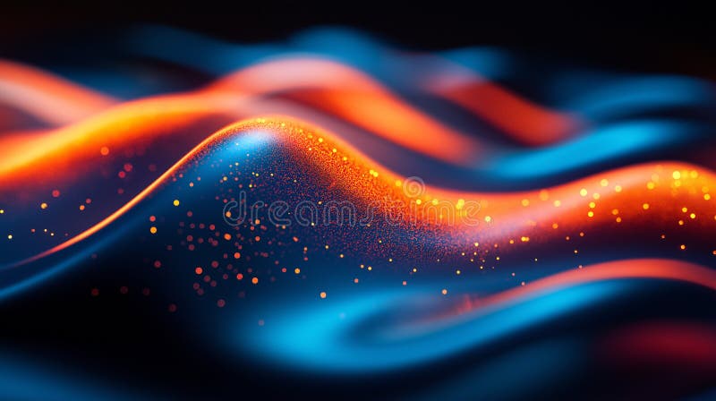 3d de redare a unui fond lichid abstract strălucitor cu un lichid ondulat strălucitor și strălucitor pe un fundal negru stock illustration