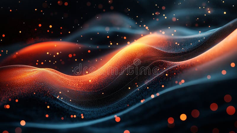 3d de redare a unui fond lichid abstract strălucitor cu un lichid ondulat strălucitor și strălucitor pe un fundal negru stock illustration
