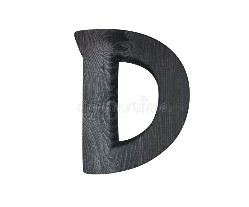 3D Decorative Wooden Alphabet, Capital Letter D. Stock Illustration
