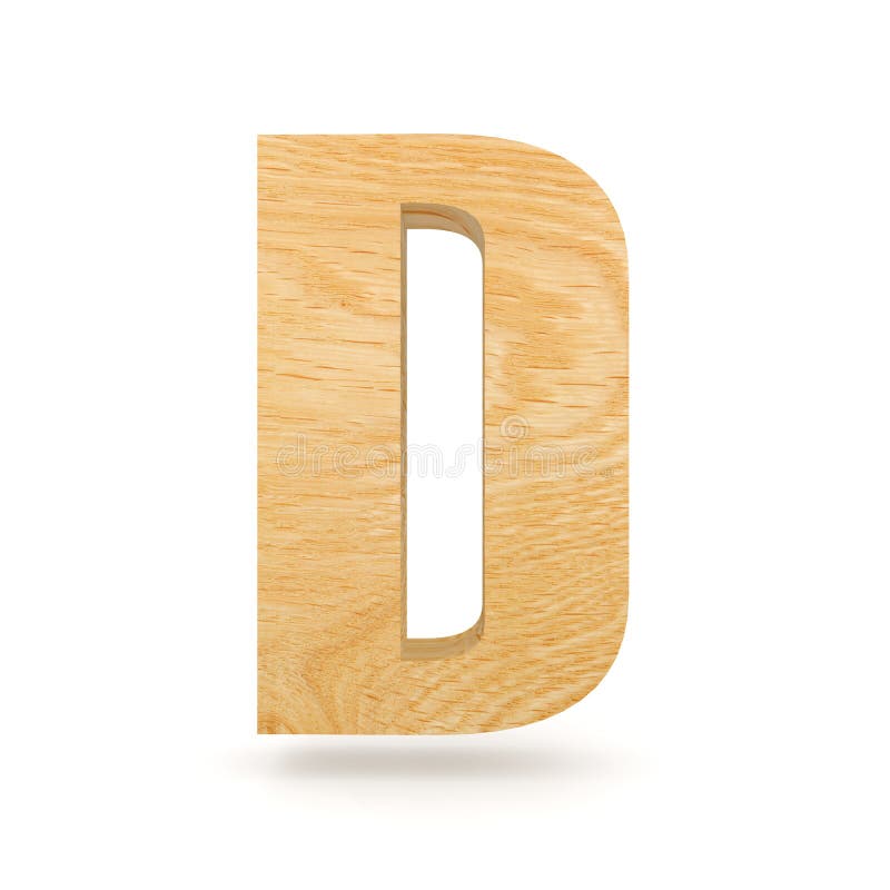 3D Decorative Wooden Alphabet, Capital Letter D. Stock Illustration ...