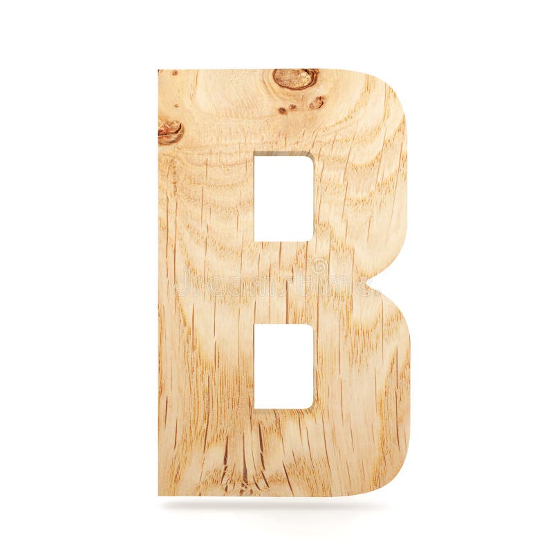 3D Decorative Wooden Alphabet, Capital Letter B. Stock Illustration ...