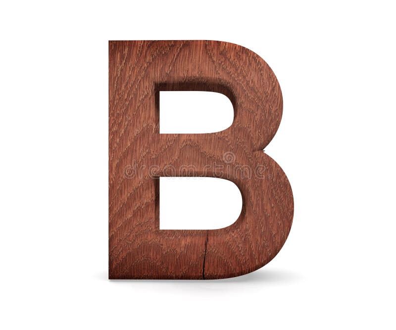 3D Decorative Wooden Alphabet, Capital Letter B. Stock Illustration ...