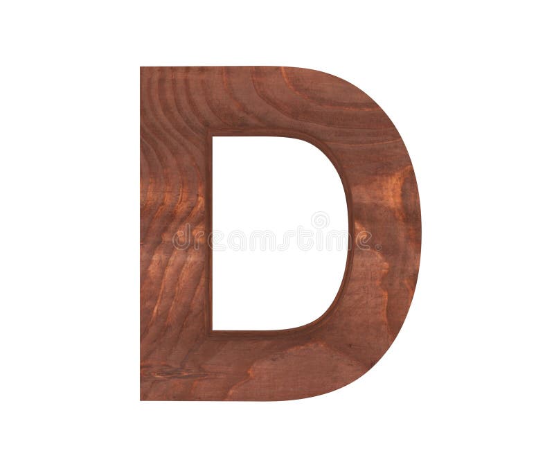 3D Decorative Wooden Alphabet, Capital Letter D. Stock Illustration ...