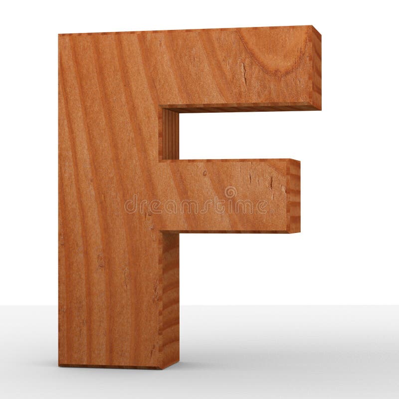 3D Decorative Wooden Alphabet, Capital Letter F. Stock Illustration ...