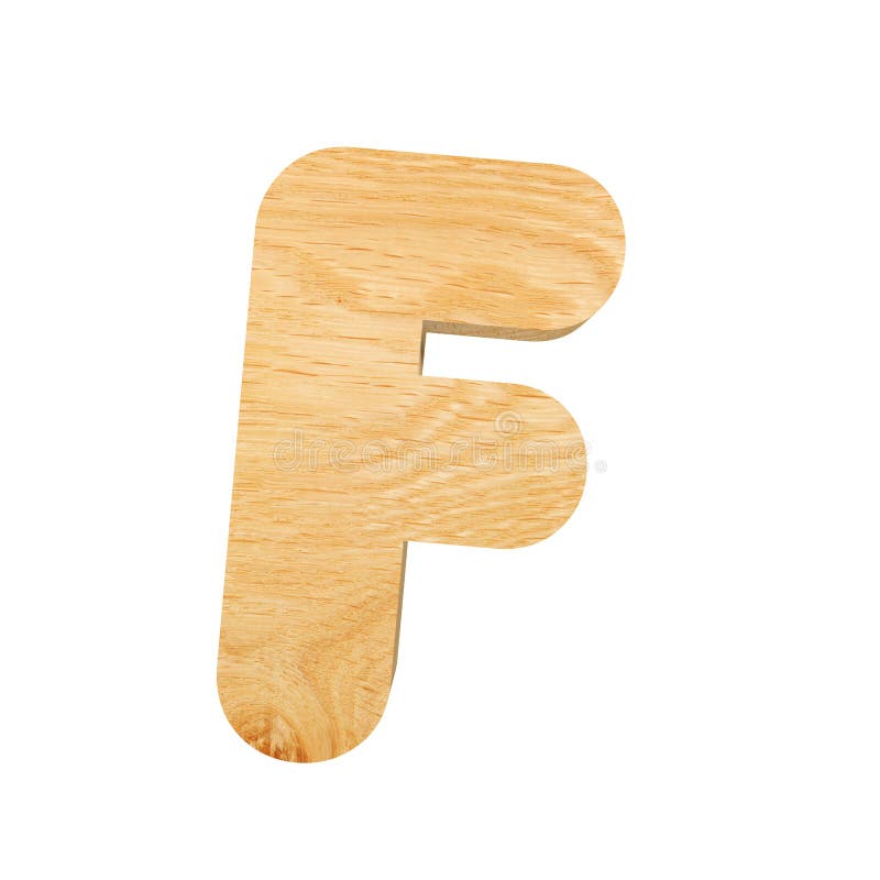 3D Decorative Wooden Alphabet, Capital Letter F. Stock Illustration ...