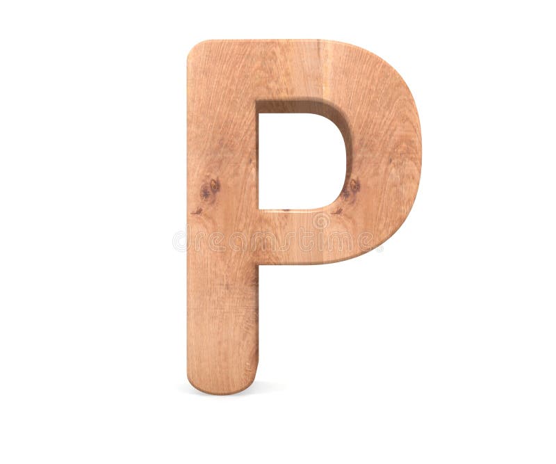 3D Decorative Wooden Alphabet, Capital Letter P. Stock Illustration ...