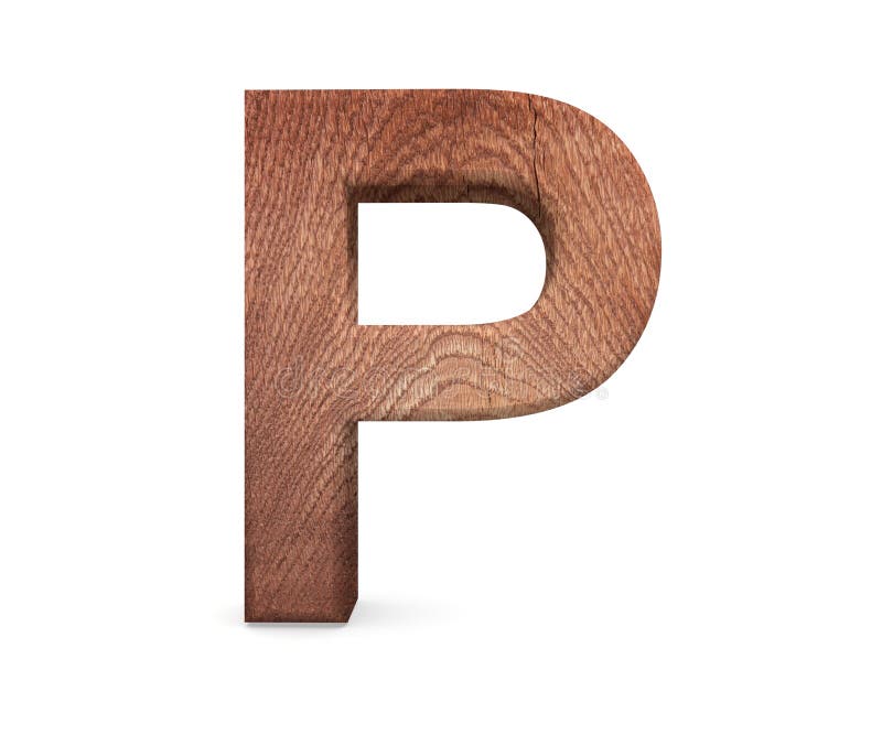 3D Decorative Wooden Alphabet, Capital Letter P. Stock Illustration ...