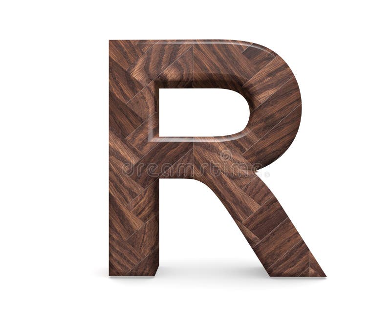 3D Decorative Wooden Alphabet, Capital Letter R. Stock Illustration ...