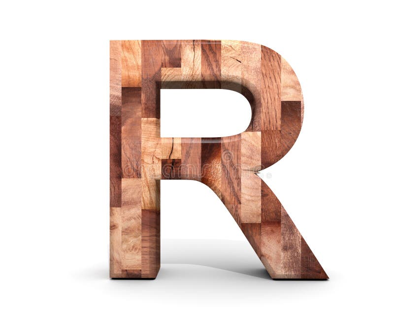 3D Decorative Wooden Alphabet, Capital Letter R. Stock Illustration ...