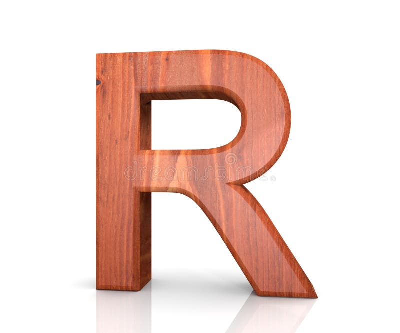 3D Decorative Wooden Alphabet, Capital Letter R. Stock Illustration ...