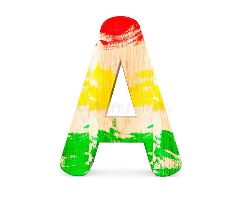 3D Decorative Wooden Colored Red Green Yellow Alphabet, Capital Letter