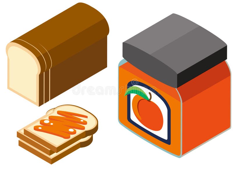 3D Design for Bread and Jam Stock Vector Illustration of shape