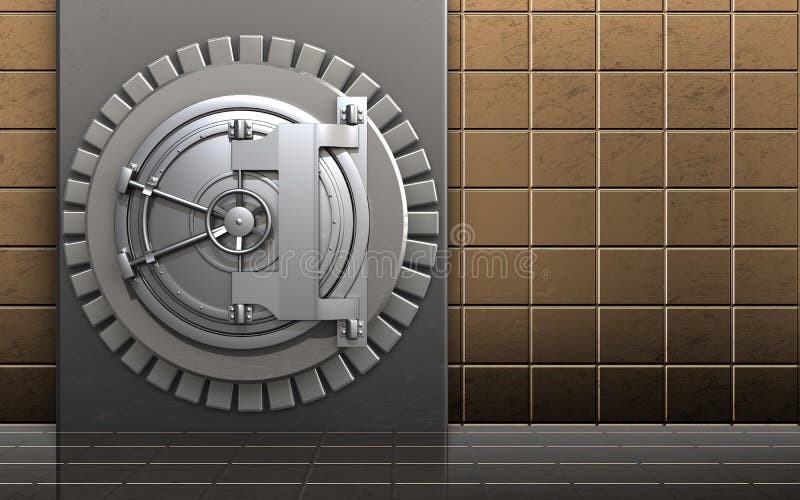 3d deur van de het staalbank van de metaaldoos vector illustratie