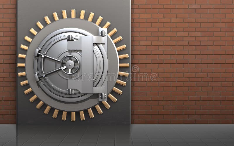 3d deur van de het staalbank van de metaaldoos vector illustratie