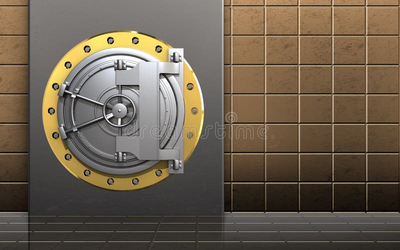 3d deur van de het staalbank van de metaaldoos stock illustratie