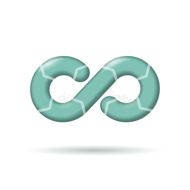 3D Devops software development operations infinity symbol. Realistic cartoon programmer administration system life cycle stock illustration