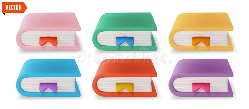 3. d Diferente Color Marcador Juego de libros Estilo de diseño de caricaturas. Vector stock de ilustración
