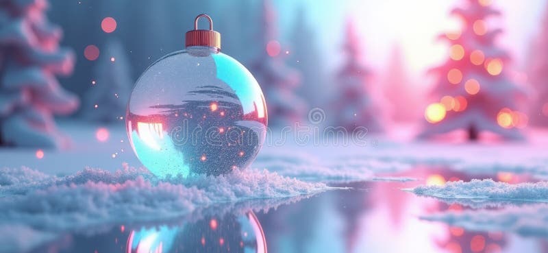 3D Digital 2026 поздравительная новогодняя голографическая открытка иллюстрация штока