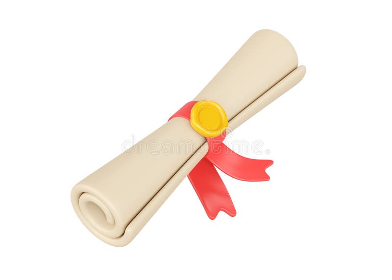 Diploma Paper Scroll With Red Ribbon Isolated On White Background 3d  Rendering Stock Photo - Download Image Now - iStock