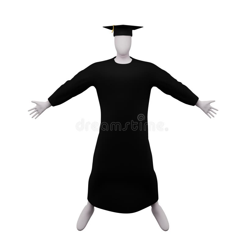 3d Diploma Graduation Figure Pose with Cap and Gown. and is Doing a