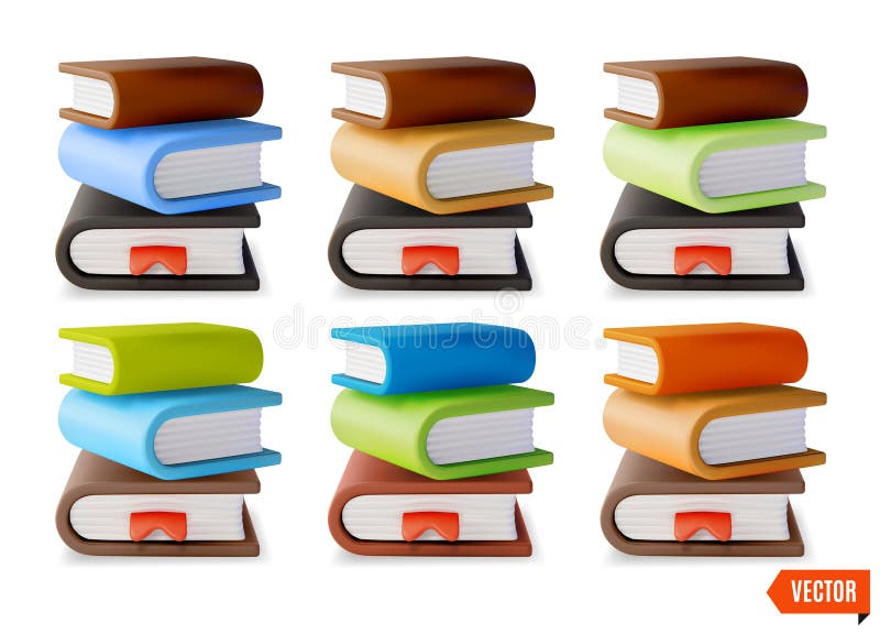 3 d Distinto mosaico de colores de los libros Set Cartotion Design Style. Vector ilustración del vector
