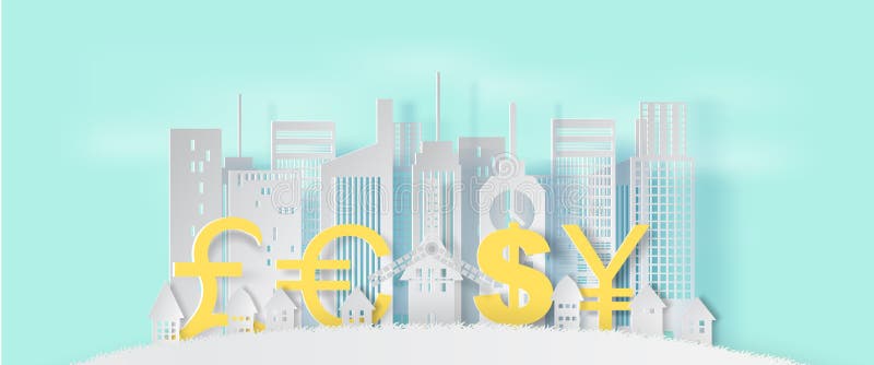3d Document kunst en ambachtstijl van cityscape en lanscape met busi royalty-vrije illustratie 3d Document kunst en ambachtstijl van cityscape en lanscape met busi royalty-vrije illustratie