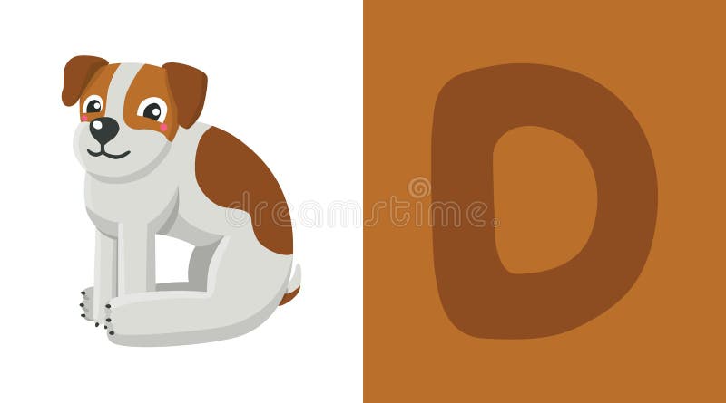 D is for Dog. Letter C. Dog, cute illustration. Animal alphabet.