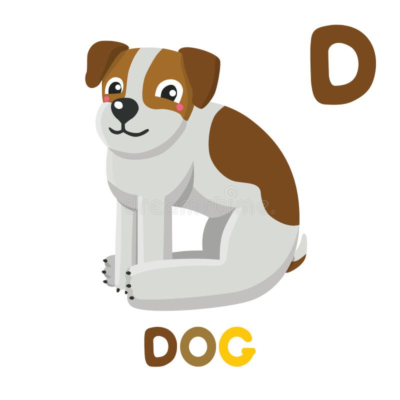 D is for Dog. Letter C. Dog, cute illustration. Animal alphabet