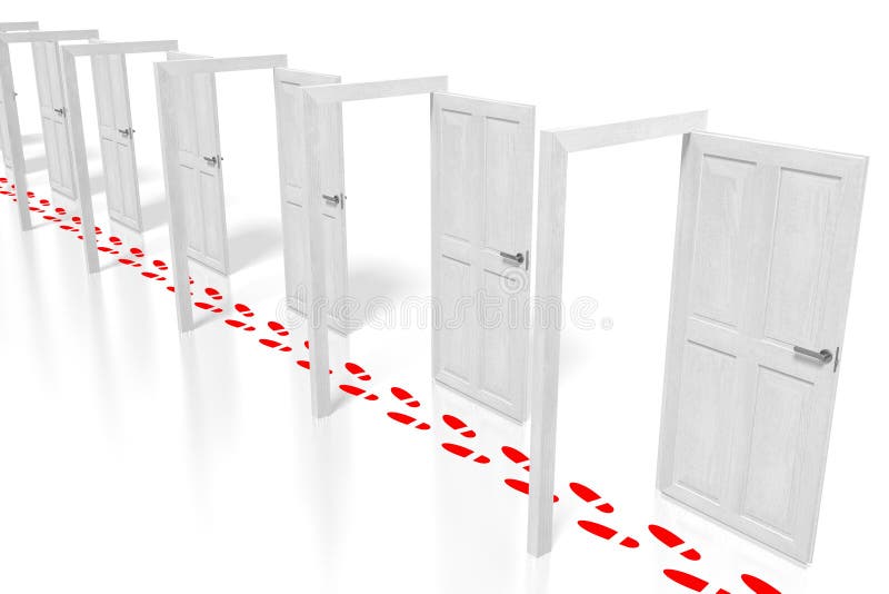 3D Doors, Footsteps Concept Stock Image Image of open, career 187174405