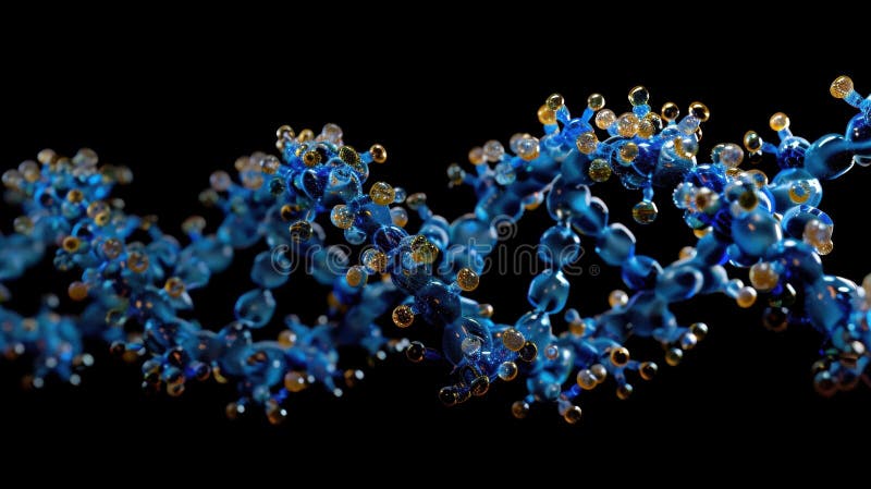 3D double helix DNA structure glowing with neon lights and digital connections. royalty free stock photography