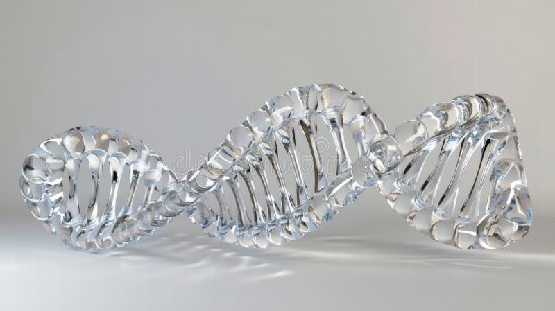 3D double helix DNA structure glowing with neon lights and digital connections. royalty free stock images