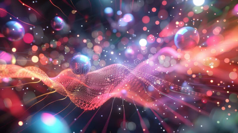 3D double helix DNA structure glowing with neon lights and digital connections. stock photography