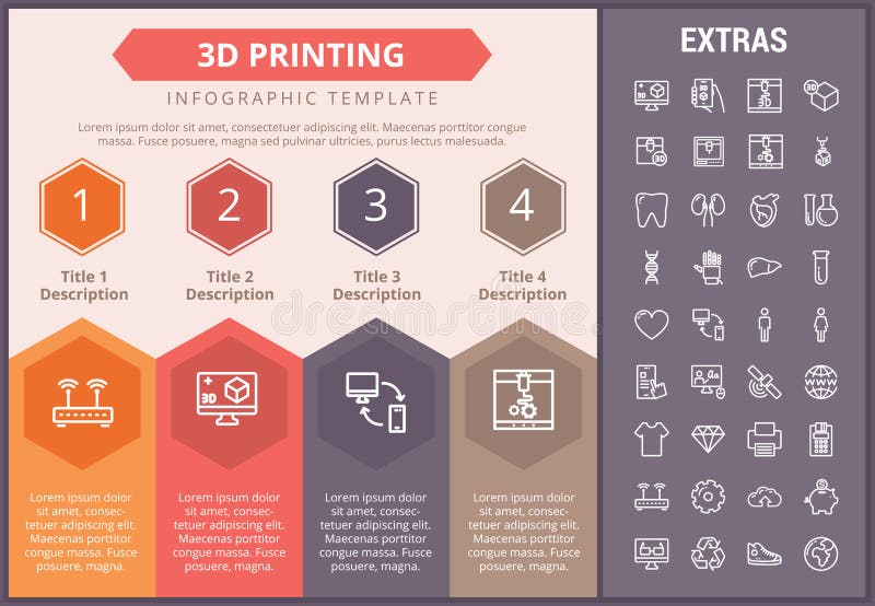 3D drukuje infographic elementy i szablon ilustracji 3D drukuje infographic elementy i szablon ilustracji
