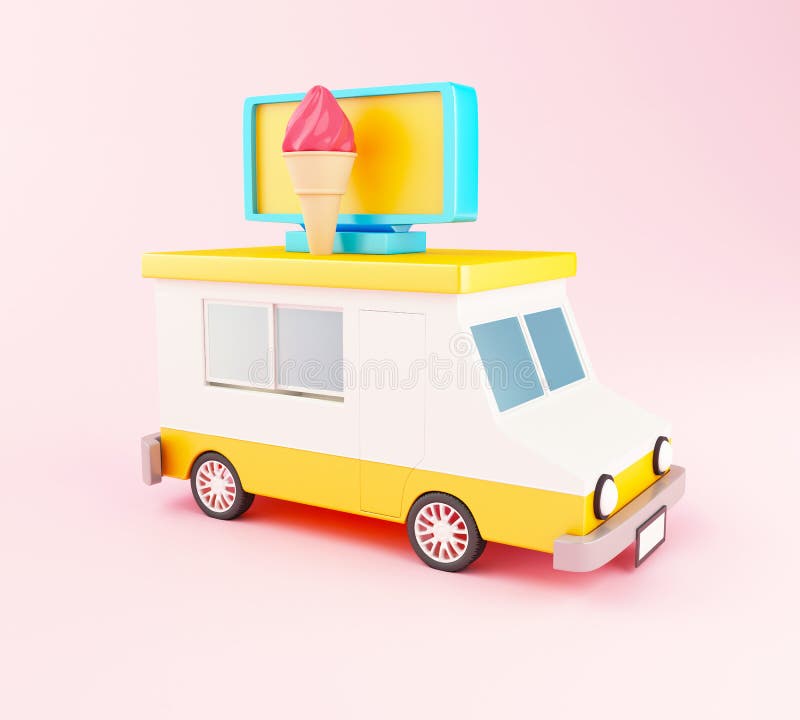 3d Eiscreme-Lebensmittel-LKW stock abbildung 3d Eiscreme-Lebensmittel-LKW stock abbildung