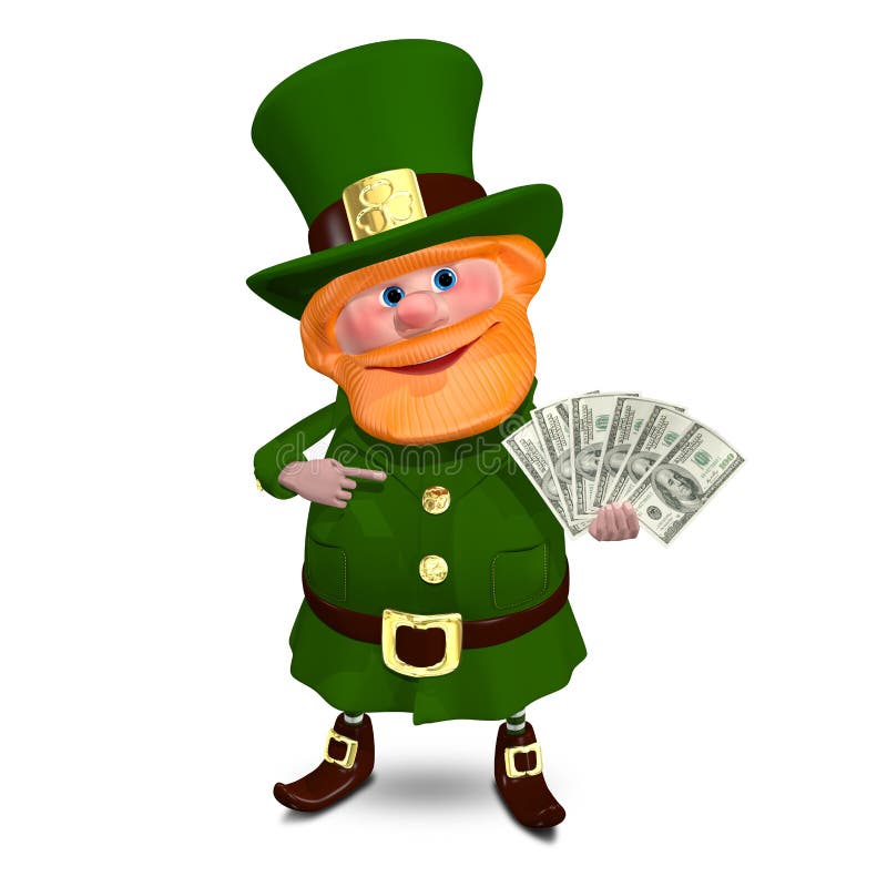 3D ejemplo St Patrick con los dólares de una fan stock de ilustración 3D ejemplo St Patrick con los dólares de una fan stock de ilustración