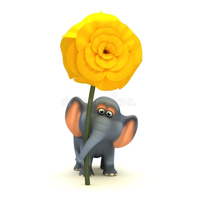 Cute Elephant Animal Holding Flower on Stalk - Stock Illustration  [81348318] - PIXTA
